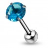 Piercing langue 38 - Zircone rond bleu-clair