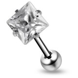 Piercing langue 37 - Zircone carré transparent