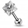 Piercing langue 37 - Zircone carré transparent
