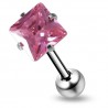 Piercing langue 37 - Zircone carré rose