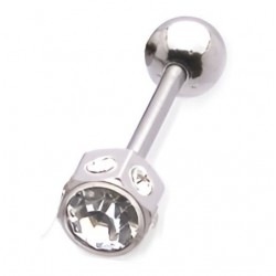 Piercing langue 78 - Hexagone strass transparents