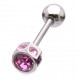 Piercing langue 78 - Hexagone strass roses