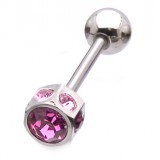 Piercing langue 78 - Hexagone strass roses