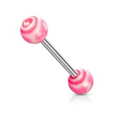 Piercing de langue UV 70 - Curly rose