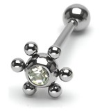 Piercing langue 58 - UFO cristal transparent