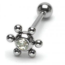 Piercing langue 58 - UFO cristal transparent