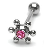 Piercing langue 58 - UFO cristal rose