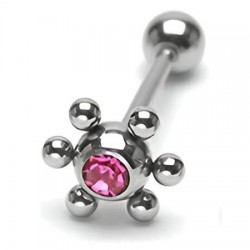 Piercing langue 58 - UFO cristal rose