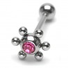 Piercing langue 58 - UFO cristal rose