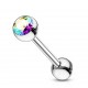 Piercing langue 05 - Acier cristal aurora