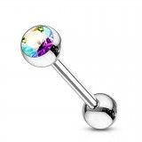 Piercing langue 05 - Acier cristal aurora