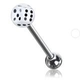 Piercing de langue UV 82 - Dés spéciaux blancs