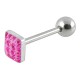 Piercing langue 85 - Carré férido rose