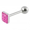 Piercing langue 85 - Carré férido rose