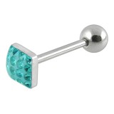 Piercing langue 85 - Carré férido bleu-clair