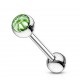 Piercing langue 05 - Acier cristal vert-pomme