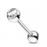 Piercing langue 05 - Acier cristal transparent