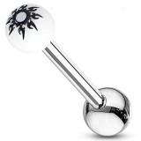 Piercing de langue UV 68 - Soleil tribal blanc