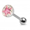 Piercing langue 48 - étoile férido rose et transparent