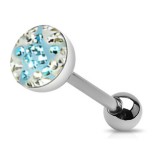 Piercing langue 48 - étoile férido bleu-clair et transparent