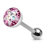Piercing langue 48 - étoile férido aurora et rose