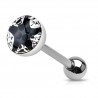 Piercing langue 48 - étoile férido noir et transparent