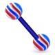 Piercing de langue UV 35 - Flexible strié bleu et rouge