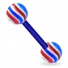 Piercing de langue UV 35 - Flexible strié bleu et rouge