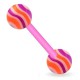 Piercing de langue UV 35 - Flexible strié orange et lilas