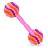 Piercing de langue UV 35 - Flexible strié orange et lilas