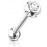 Piercing langue 46 - Deluxe sept cristaux transparents