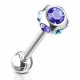 Piercing langue 46 - Deluxe sept cristaux bleus