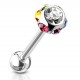 Piercing langue 46 - Deluxe sept cristaux multicolores
