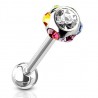 Piercing langue 46 - Deluxe sept cristaux multicolores