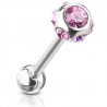 Piercing langue 46 - Deluxe sept cristaux roses