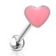 Piercing langue 63 - Coeur émaillé rose