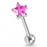 Piercing langue 36 - Zircone étoile rose