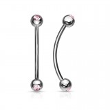 Piercing langue snake-eyes 05 - Boules cristal rose