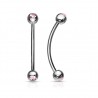 Piercing langue snake-eyes 05 - Boules cristal rose
