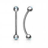 Piercing langue snake-eyes 05 - Boules cristal bleu-clair