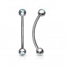 Piercing langue snake-eyes 05 - Boules cristal bleu-clair
