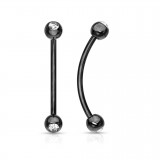 Piercing langue snake-eyes 05 - Noir boules cristal transparent