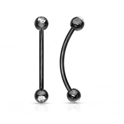 Piercing langue snake-eyes 05 - Noir boules cristal transparent