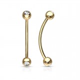 Piercing langue snake-eyes 05 - Jaune boules cristal transparent