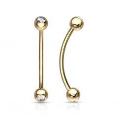 Piercing langue snake-eyes 05 - Jaune boules cristal transparent