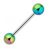 Piercing pour langue PVD 21 - Boules rainbow