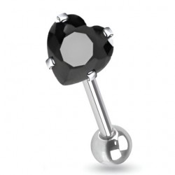 Piercing langue 35 - Zircone coeur noir