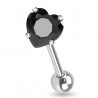 Piercing langue 35 - Zircone coeur noir