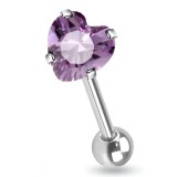 Piercing langue 35 - Zircone coeur lilas