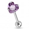 Piercing langue 35 - Zircone coeur lilas